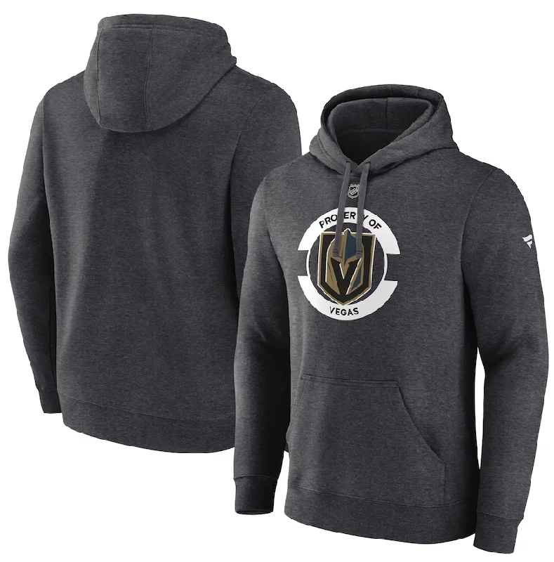 Vegas Golden Knights Womens Authentic Pro Core Secondary Fleece Pullover Hoodie - Heather Charcoal Hoodie with Hem Fringe Bohemian Relaxed