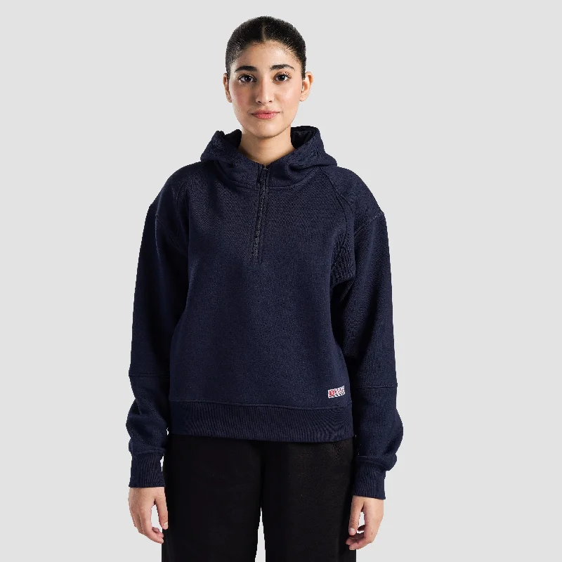 Vitablaze Half Zip Hoodie (Navy) Hoodie with Monochrome Minimalist Simple