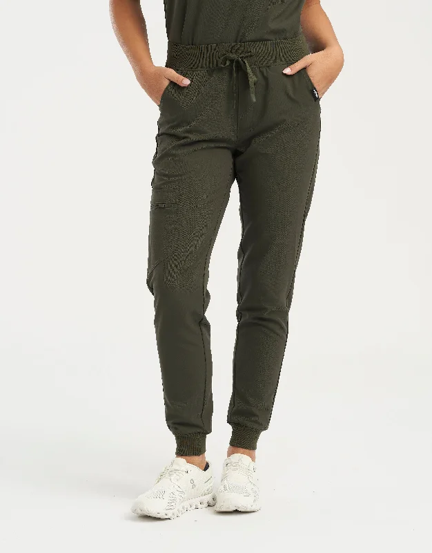 Essential Jogger Scrub Pants - Khaki Green Comfortable Denim Pants