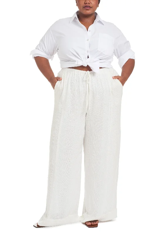 Andy Slub Gauze Pajama Pant—White Classic Straight Pants