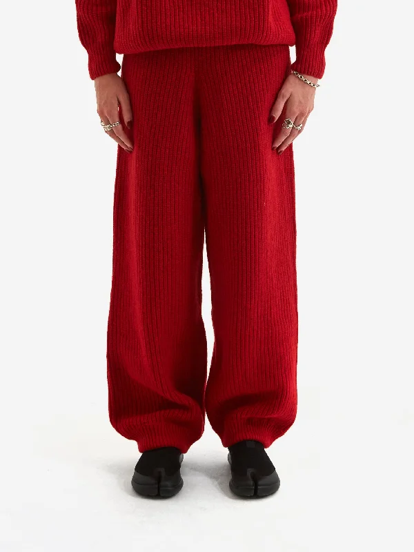 Baserange Mea Pants - Red Fashionable Sporty Pants