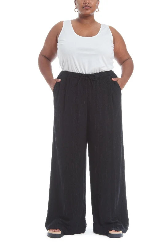 Andy Slub Gauze Pajama Pant—Black Relaxed Linen Pants