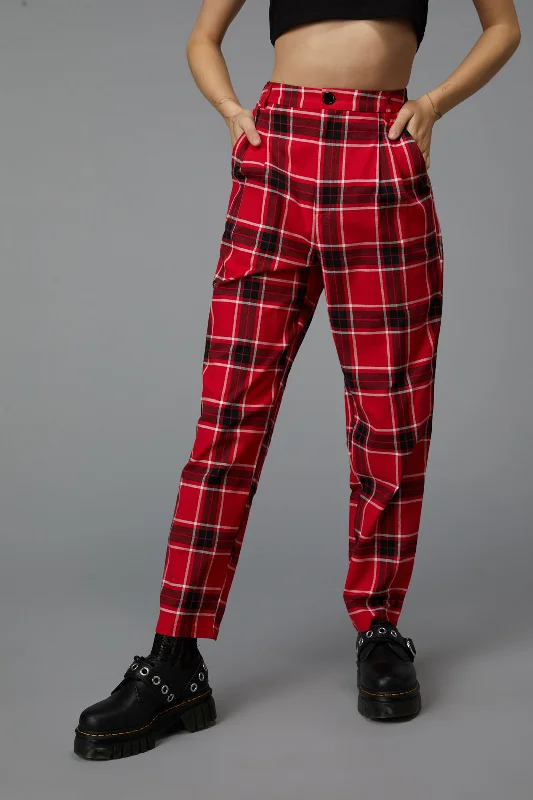 Demonic Tartan Pant Elegant Wool Trousers