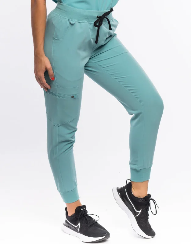 Essential Jogger Scrub Pants (Sample) - Audrey Teal Fashionable Sporty Pants