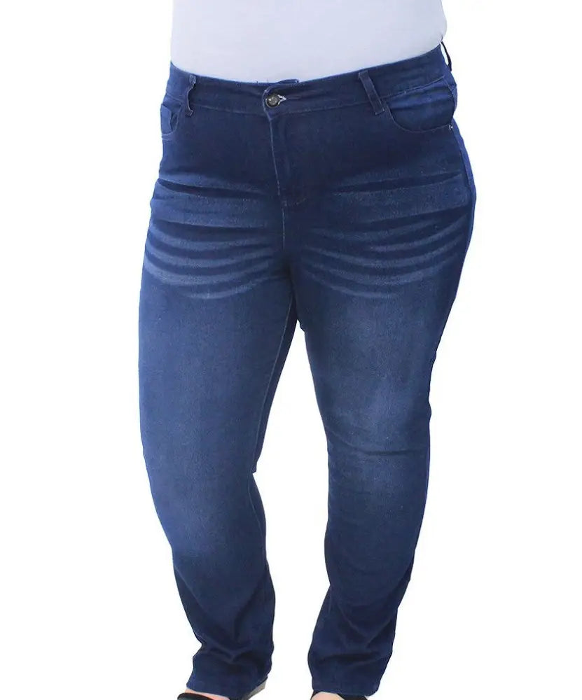 Ladies Tiffany High Waist Straight Leg Denim Jean Chic Cropped Jeans