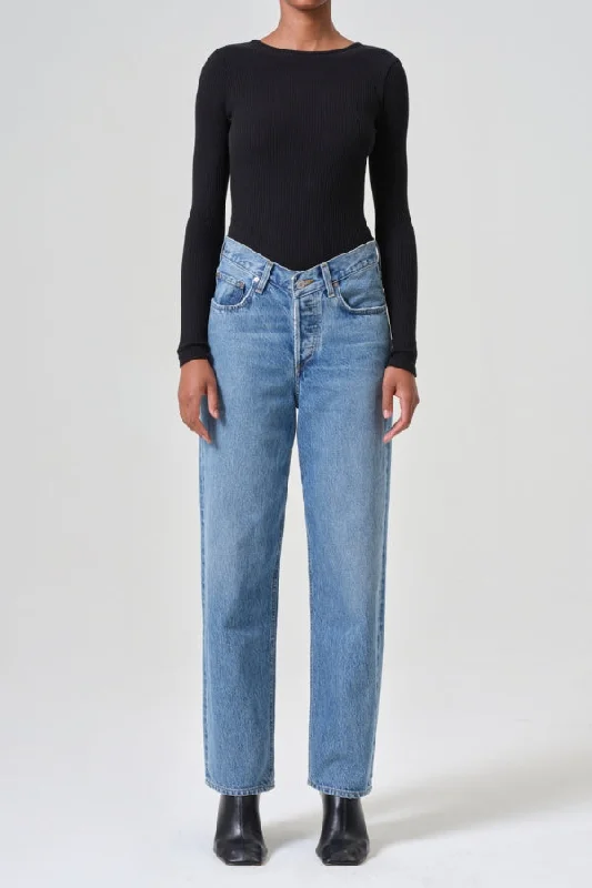 AGOLDE V-Waist Baggy Jean Stylish Shredded Denim Jeans