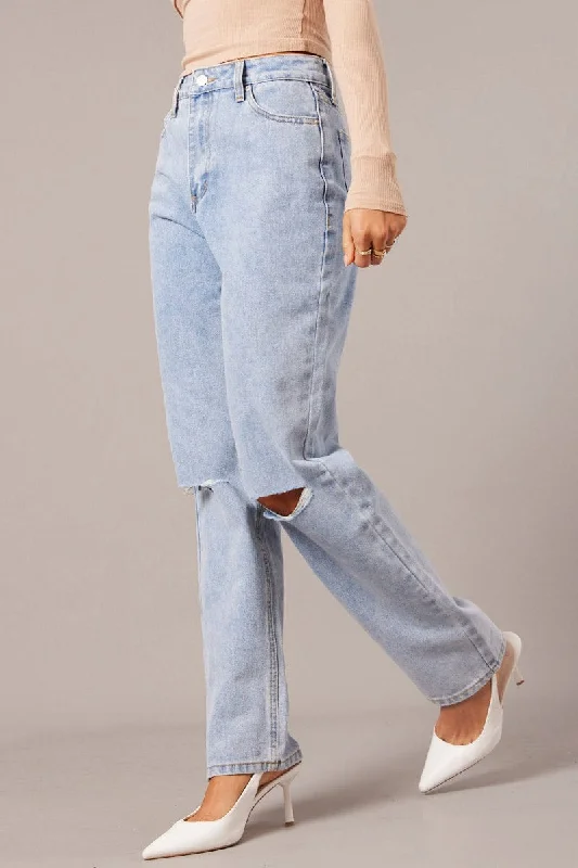 Denim Boyfriend Jean High Rise Fashionable Raw Hemmed Jeans