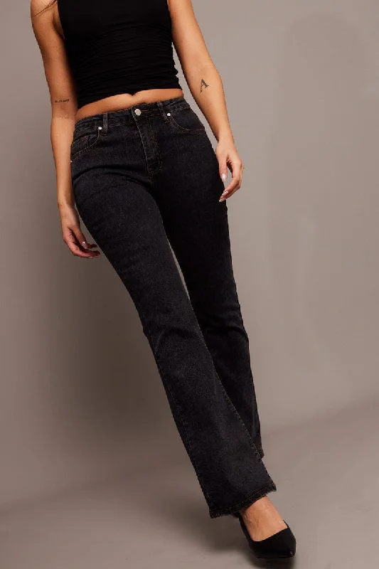 Denim Flare Jean Mid Rise Comfortable Straight-Legged Denim