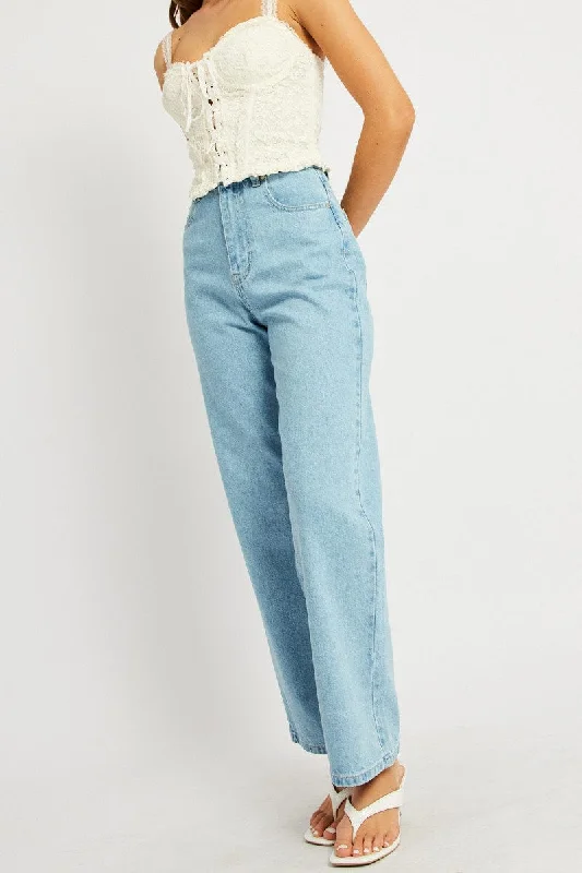 Denim Wide Leg Jean High Rise Crop Stylish Cargo Style Jeans