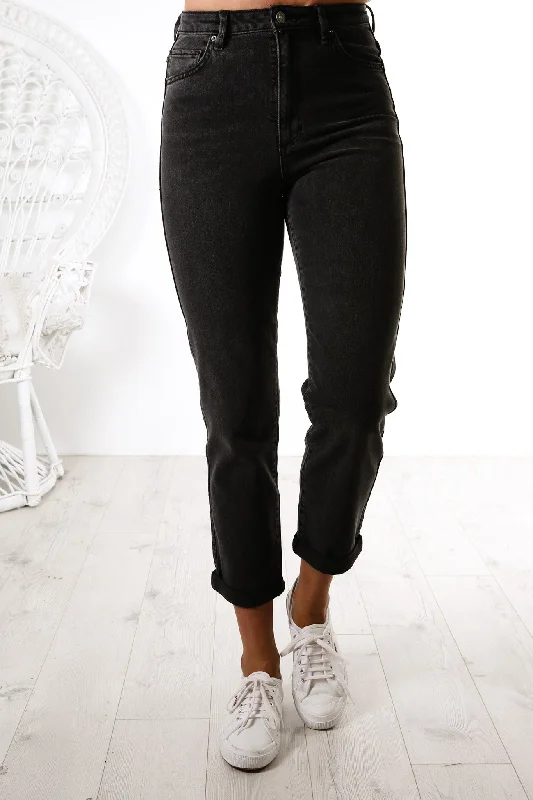 Hi Mom Jean Baxter Black Comfortable Faded High-Rise Jeans