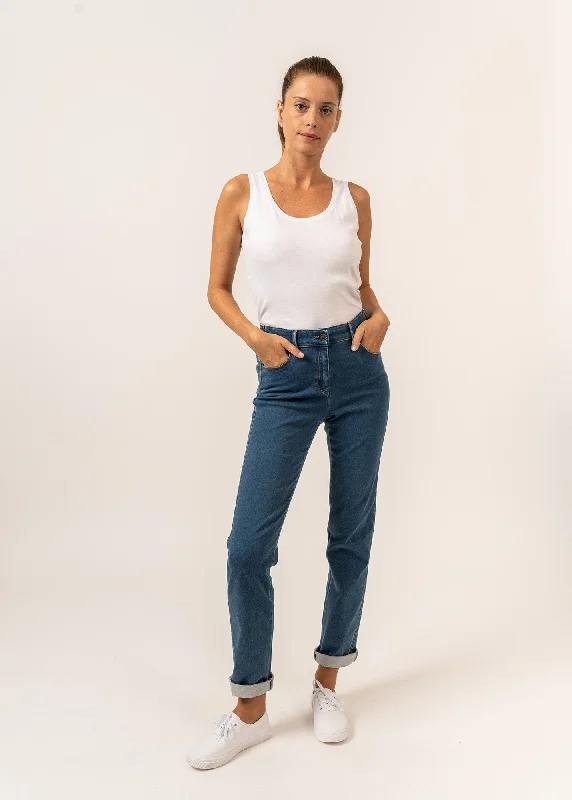 Jean droit Patricia - taille élastiquée en coton stretch (COOPER JEAN) Fashionable Slim Fit Jeans