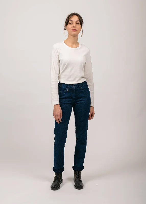 Jean droit Patricia - taille élastiquée en coton stretch (DENIM) Elegant High-Waisted Flared Jeans