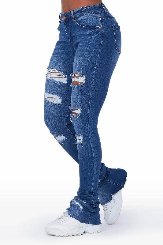 Carissa Med.Wash Super Stacked Jean Elegant High-Waisted Flared Jeans