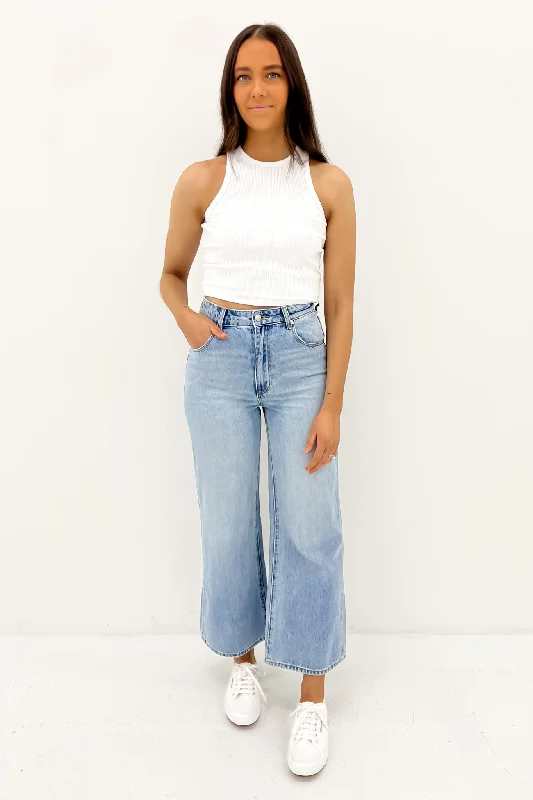 Sailor Jean Scoop Faded Blue Fashionable Cropped Denim Jeans