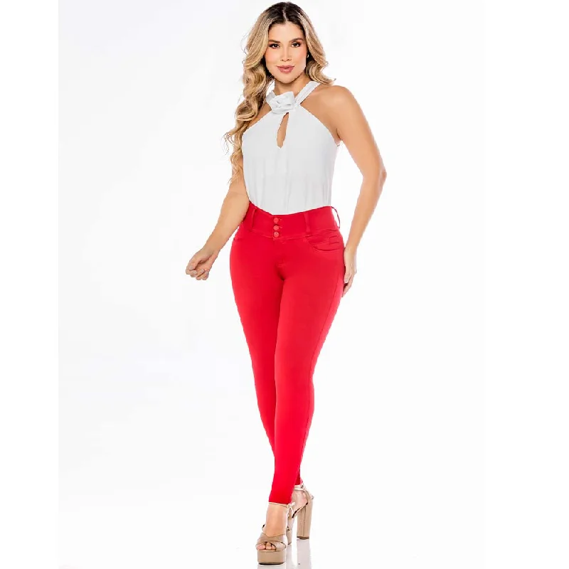 Skinny Red Jean for women - J8838R Comfortable Dark Wash Jeans