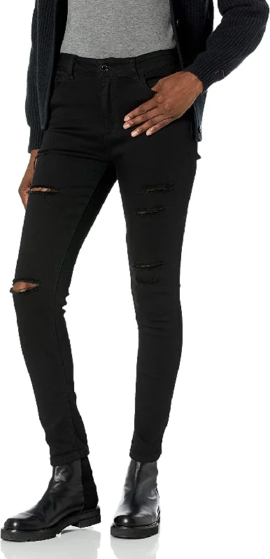 Wax Jean Women's Authentic Denim Ankle Skinny Jean with Hem Destruction Stylish Tapered Fit Jeans