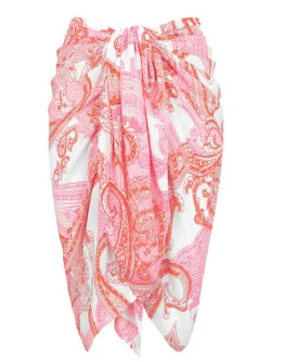 Duchess Baby Pink Sarong velvet skirt glossy