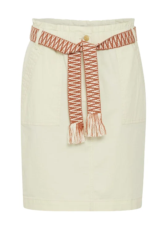 B.Young  Dalone Tassel Belt Knee Length Skirt, Birch chiffon skirt delicate