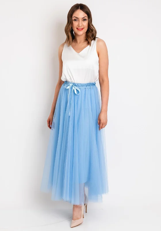 D.E.C.K By Decollage Tulle Midi Skirt, Sky pencil skirt chic