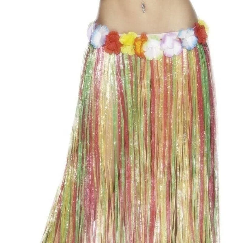 Hawaiian Hula Adult Skirt 80cm with Flowers silk skirt smooth