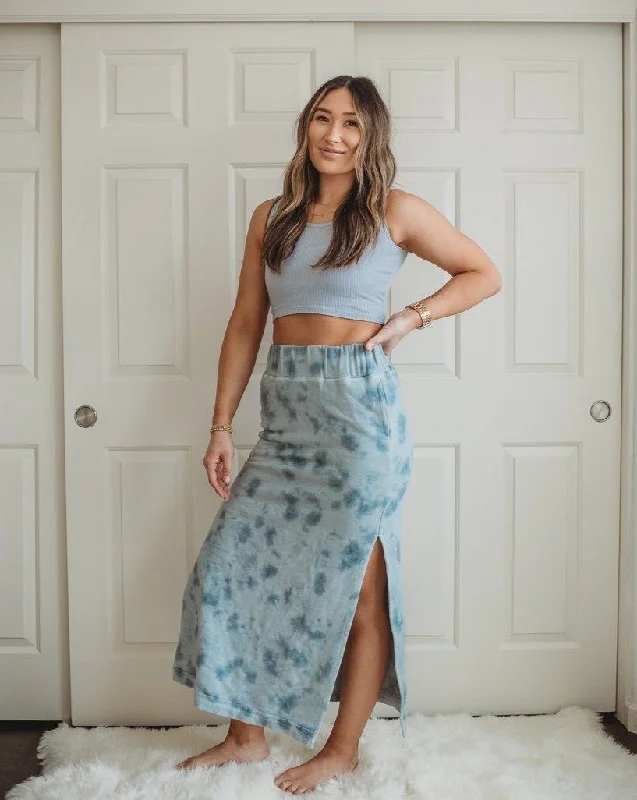 High-Waisted Organic Maxi Skirt | Ocean Mist lace skirt feminine