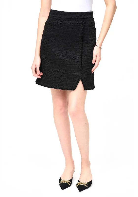 Joseph Ribkoff Minimalist High Rise Slit Skirt, Black asymmetrical skirt cut