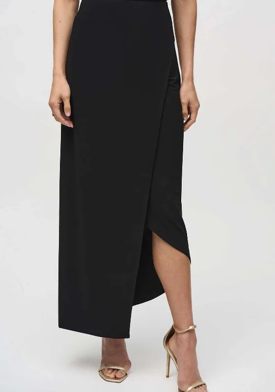 Joseph Ribkoff Jersey Wrap Maxi Skirt, Black linen skirt light