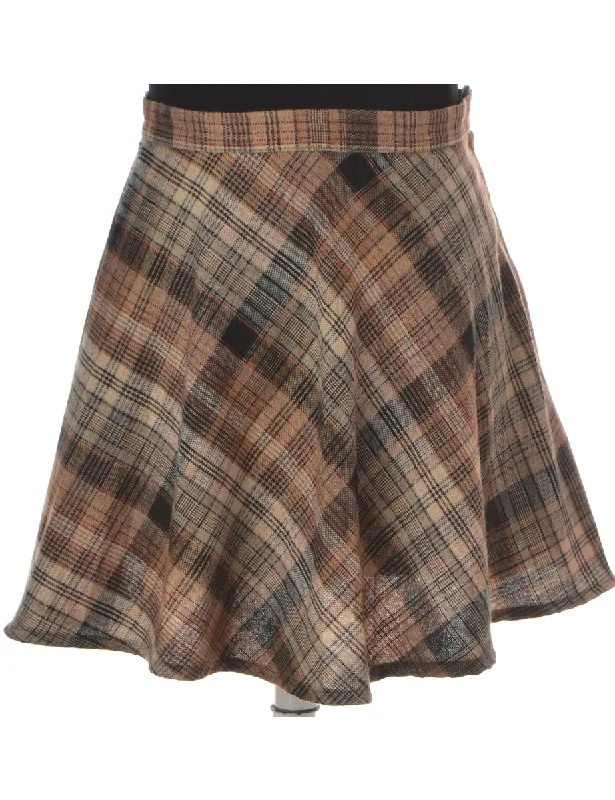 Label Brown Mini A-line Winter Skirt wool skirt warm