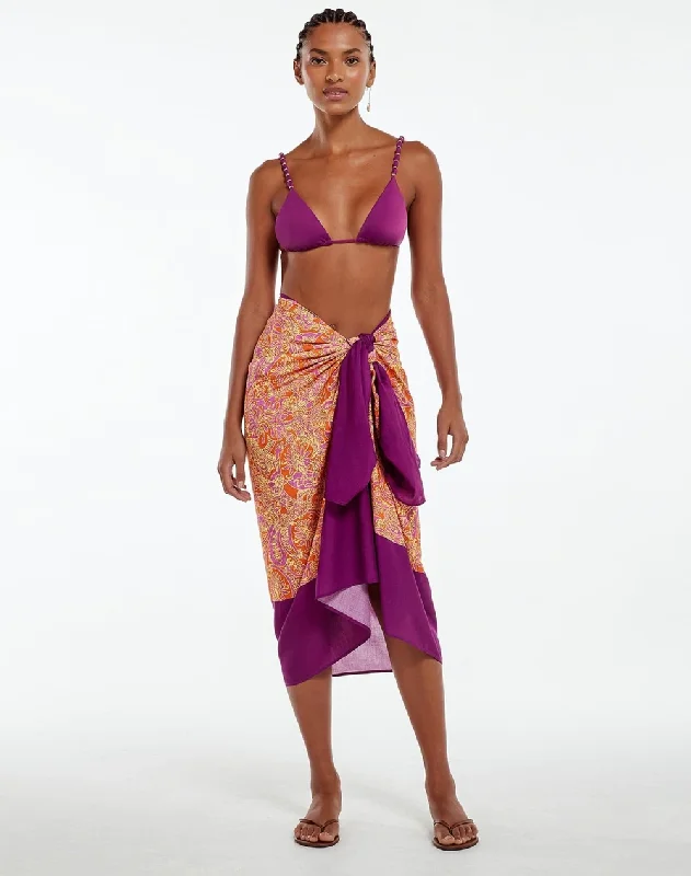 Magritte Printed Sarong leather skirt bold