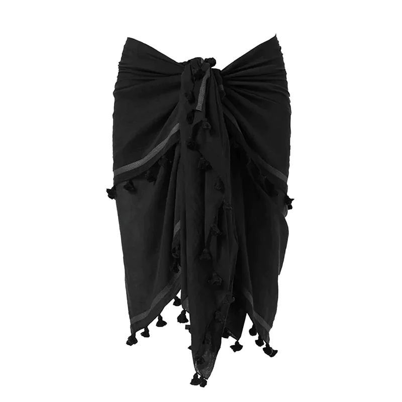 Black Sarong Skirt - Designer Beach Wrap seamless skirt comfort