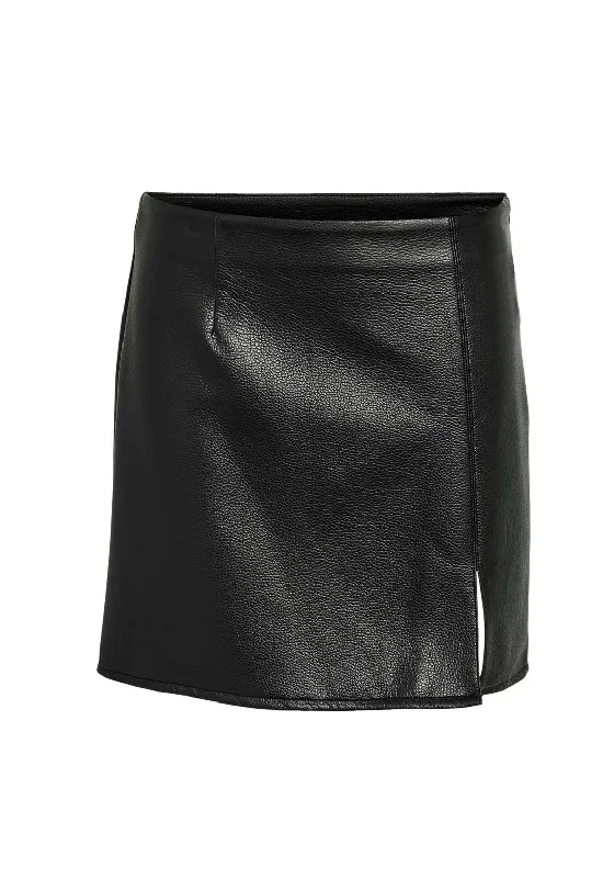 Noisy May Eileen Clara Penny Slit Skirt, Black asymmetrical skirt cut