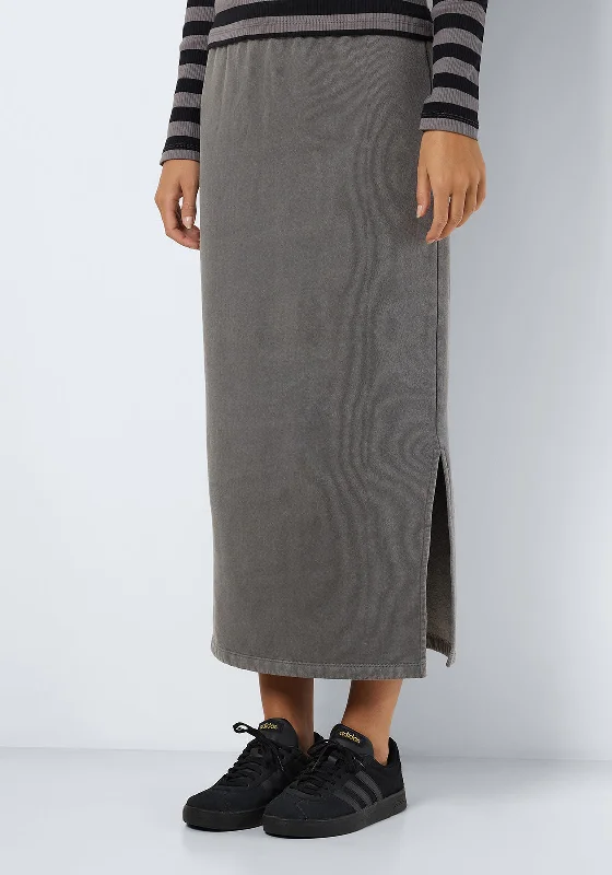 Noisy May Meg Midi Sweat Skirt, Charcoal Gray relaxed fit skirt