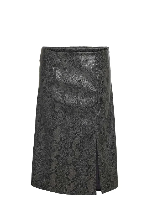 Noisy May Clara Croc Print Midi Pencil Skirt, Grey cashmere skirt plush