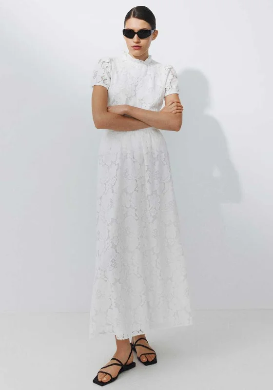 Vila Hada Crochet Maxi Skirt, Cloud Dancer lace skirt intricate