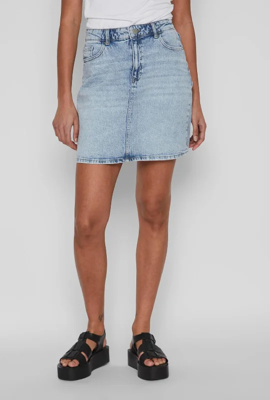 Vila Kaja Jaf Mini Denim Skirt, Light Blue Denim spandex blend skirt