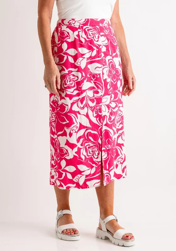 Vero Moda Linna Linen Blend Midi Skirt, Raspberry Sorbet athletic skirt fit