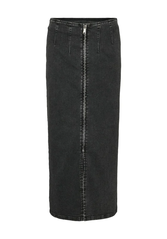 Vero Moda Monic Maxi Denim Skirt, Dark Grey cashmere skirt soft