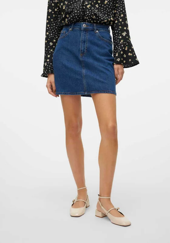 Vero Moda Tessa Mini A-Line Denim Skirt, Dark Blue Denim cashmere skirt fine