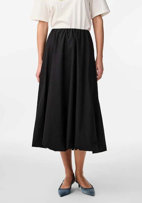 Y.A.S Sascha Balloon Midi Skirt, Black wool skirt breathable